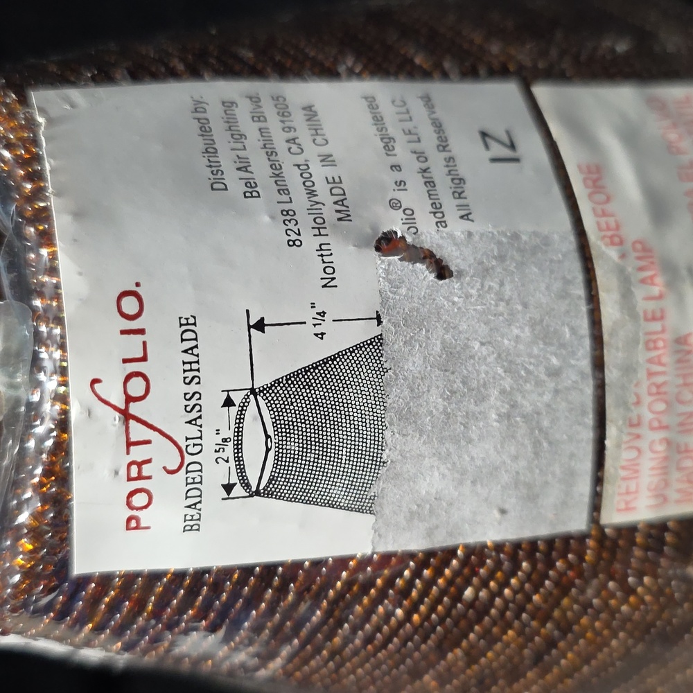 Portfolio Bronze Beaded Glass Shade, 2 5/8" × 5 1/4" × 4 1/4", NIP Shade #2 - Picture 2 of 6